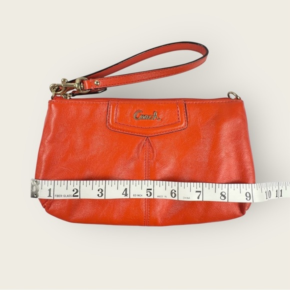 Coach Large Orange Ashley Leather Wristlet - Picture 9 of 10